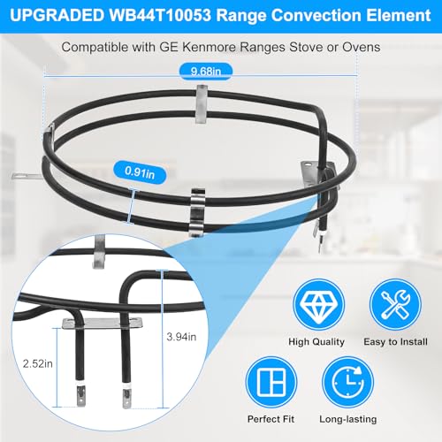 Image of UPGRADED WB44T10053 Range Convection Element Compatible with GE Kenmore Ranges Stove or Ovens Heating Elements Replacement WB44K5019 WB44T10001 WB44T10020 1087446,WB44T10053 for GE Oven Parts