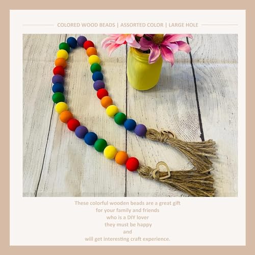 Image of DIY Crafts 260, Mix Beads Set, Include Printed Wooden & Plastic Beads Loose Random Unssorted Natural Wooden & Plastic Bead and Rainbow Color Wooden Beads for Jewelry Making DIY Contain P(260)