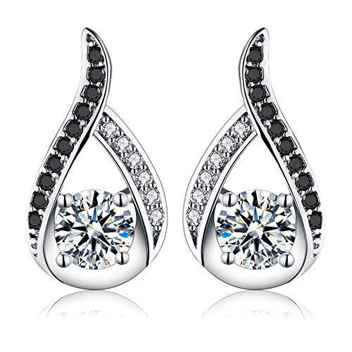 Boucles d'oreilles spinelle noir en argent 925 véritable pour femme