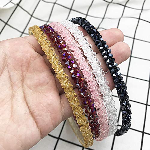 Casualfashion 6Pcs Bling Bling Double Rows Crystal Rhinestone Headband for Women Girls Thin Hair Hoop Fashion