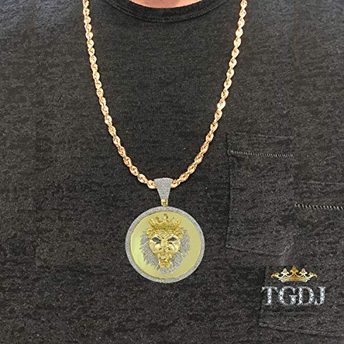 Tgdj 10K Yellow Gold Lion King Canary And White Diamond 2" Medallion Pendant 0.97Ct #TOP2