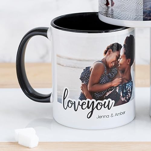 Smartphoto Keramikbecher personalisiert - Foto Ihrer Wahl - Fototasse - Geschenkidee für Frauen, Männer, Geburtstag, Valentinstag, Muttertag, Vatertag, Weihnachten - Schwarz