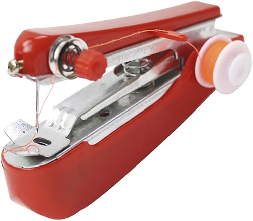 Miniatura 5 de 2 unids grapadora ropa tela tela color costura rojo mini para el uso de hilo de la máquina costura casera aleatorio inalámbrico manual portátil