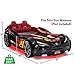 Cilek GTS EV Twin Race Car Bed, Remote Control, LED Lights, EV Sound FX, Vegan Leather Interior, License Plate, Red