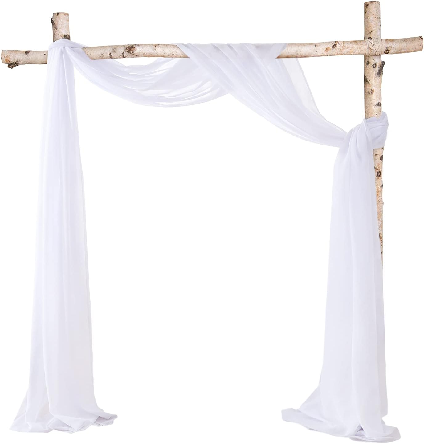 HOMEIDEAS Sheer Window Scarfs 30 x 216 Inches Long Sheer Valance Scarf Wedding Arch Drapes Scarf Curtains Voile Sheer Scarf Valance Window Treatment Swags Drapes For Living Room,White & White,Set Of 2