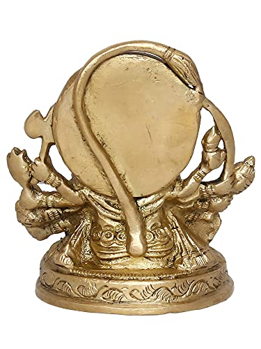 Image of eCraftIndia Golden Brass Handcrafted Sitting Panchmukhi Hanuman Statue - Bajrangbali Religious Idol Murti - Perfect for Home, Office Entrance, Pooja Room, Temple Mandir - Ideal for Gift Purpose