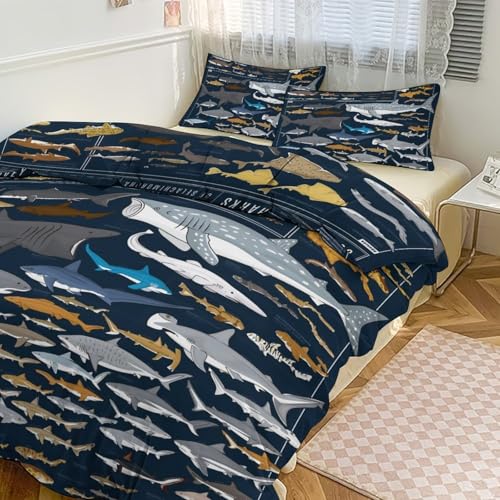 fabett 魚とクラブ柄 布団カバー 180cm x 100cm 3セット 100cm 家具・インテリア fabett 魚とクラブ柄 布団カバー 180cm