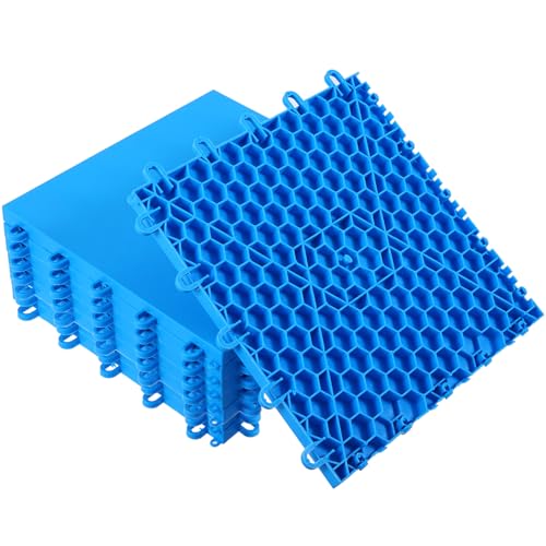 8 PCS Turquoise Hockey Floor Tiles Mats, Interlocking Dryland Synthetic Ice Tiles for Hockey Training Equipment Board for Shooting Outdoor Indoor, Expandable & Easy Install