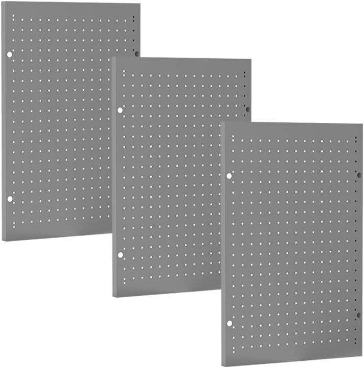 3 PCs Metal Pegboard Heavy Duty Peg Board Kit Wall Organizer 48" x 24" Tool Storage Board for Garage Basement Includes Screws Kits, Grey