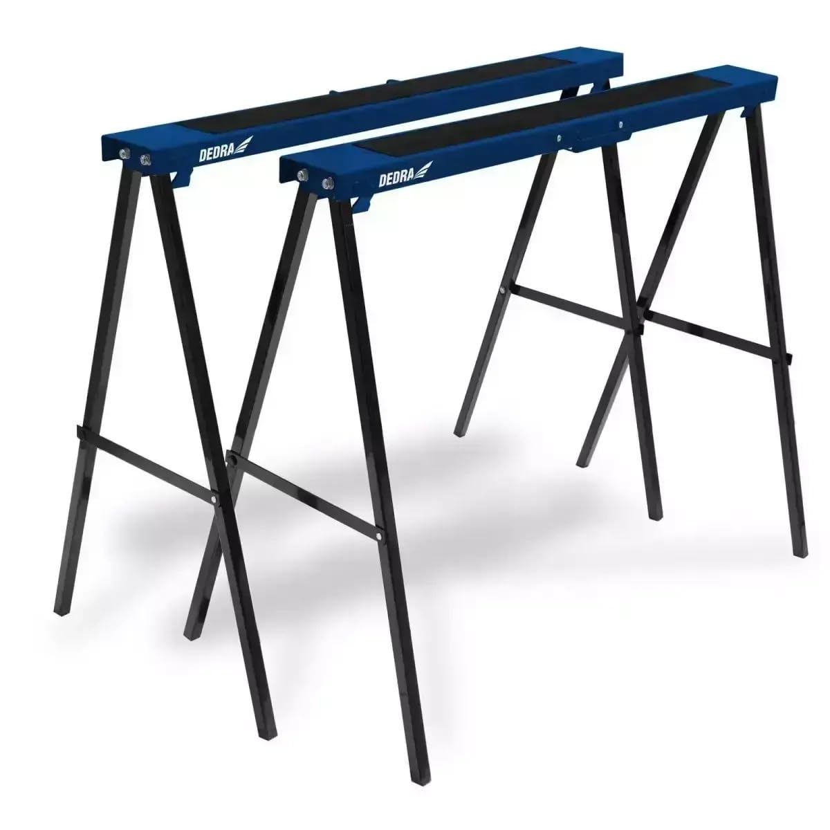 Dedra N110 2 Stück Metallböcke, multifunktionale Lösung für Arbeitsplätze, Tragfähigkeit 250 kg/Paar, Höhe 78 cm, Länge 99,5 cm, zusammenklappbar, Arbeitsfläche mit Anti-Rutsch-Auflage