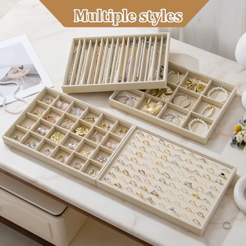 Image of Large Velvet Jewelry Tray Display Drawer Inserts 2 Pack