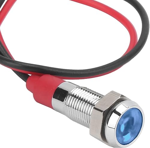 Miniatura 6 de Luz indicadora impermeable, lámpara LED de 0.236 in de latón plateado para coche, camión, barco, velocímetro, cuentakilómetro, tacómetro luz (azul)