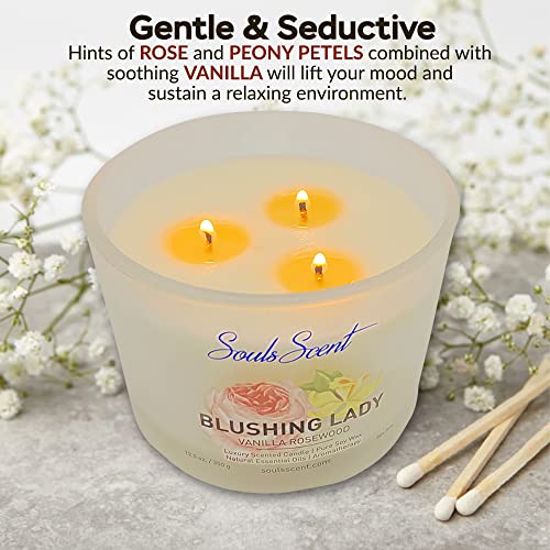Souls Scent Blushing Lady Series Scented Candles For Home & Office, Vanilla And Rosewood Infused Aromatherapy, High Essential Oil Concentration & 100% Natural Soy Wax Used, Single Wick 7Oz Gift #TOP1