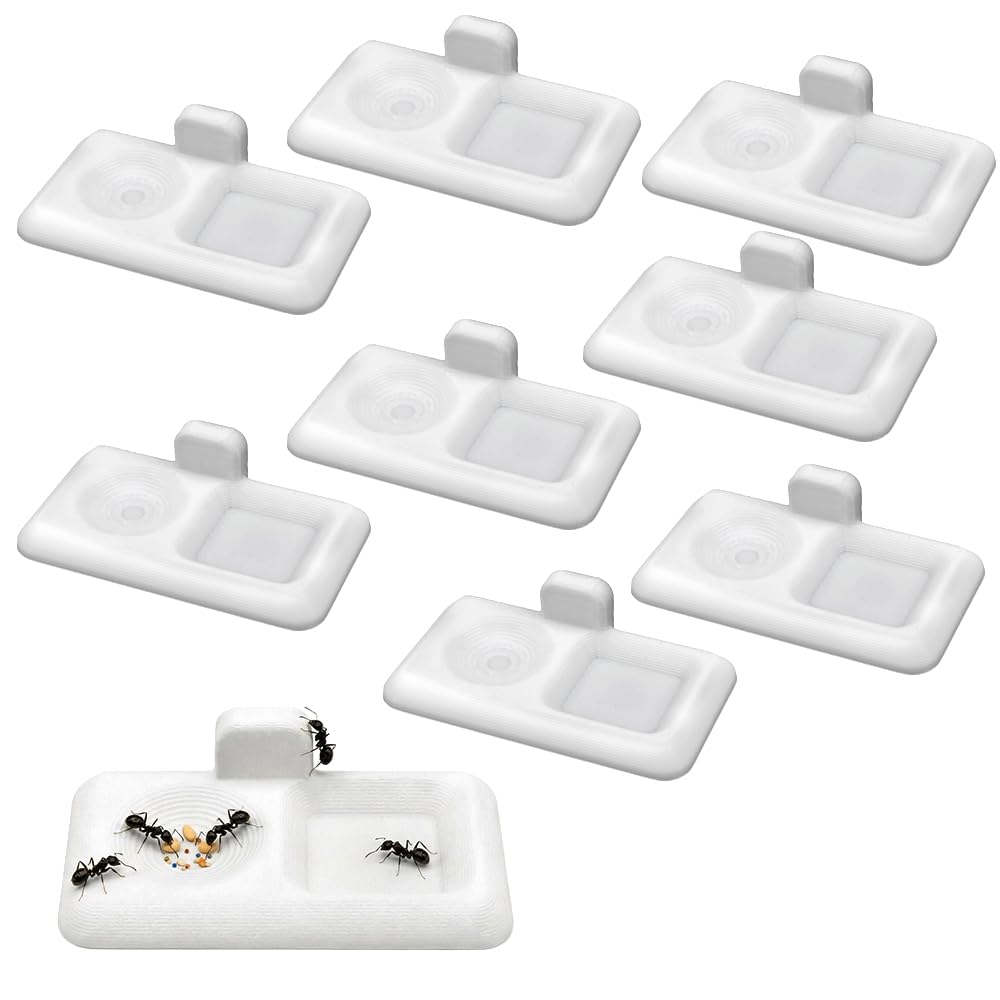 9 Pcs Ant Feeding Bowl Cricket Plastic Dish 2-in-1 Eating Drinking Basin for Ant Spider Scorpion Cricket Snail Crab Bugs Small Insects (White)