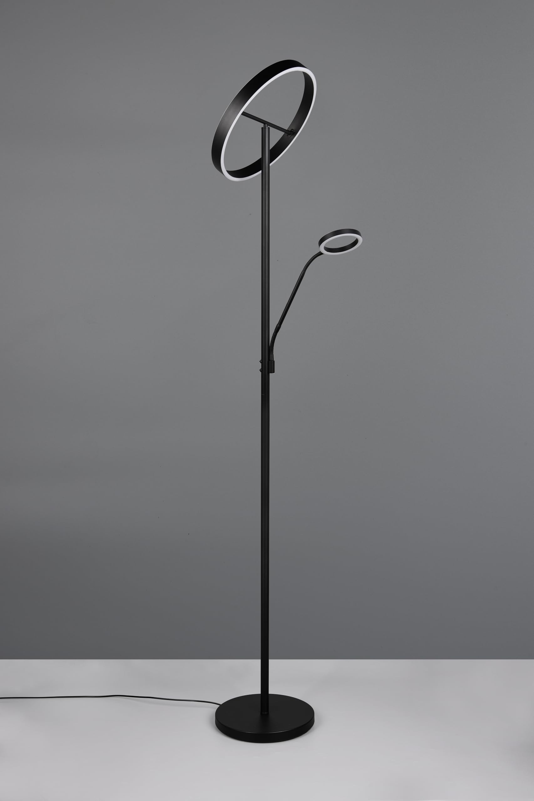 Trio Leuchten LED Stehleuchte Willis 449510232, Metall Schwarz matt, 39 + 5.5 Watt LED, Lichtfarbe einstellbar, dimmbar