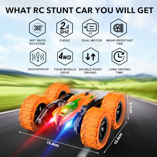 Coche Teledirigido Niños 3 4 5 6 7 8 9 Años, Acrobático RC Car Radiocontrol 4WD 2.4GHz con Luces Carro Telecomandado Coche Juguetes Monster Truck Juego al aire libre Regalo para Cumpleaños Navidad - imagen 2