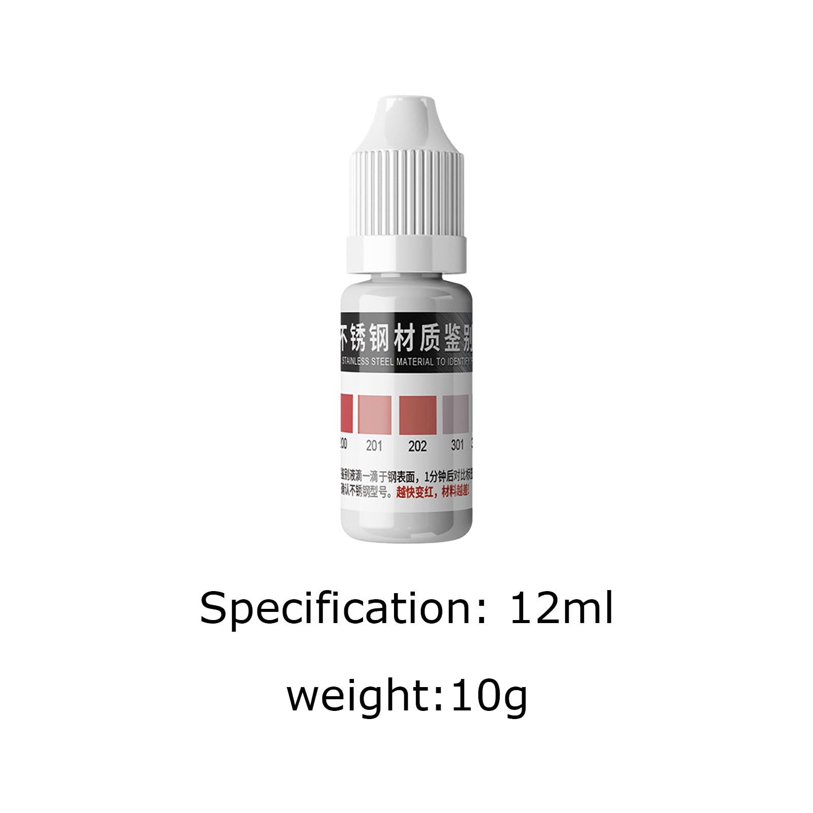 Tester de acero inoxidable Solución de ácido rápido | 12 ml de agente líquido fácil de usar con resultados de precisión para la clasificación de Kit de prueba de metal ideal para cocinas de hoga