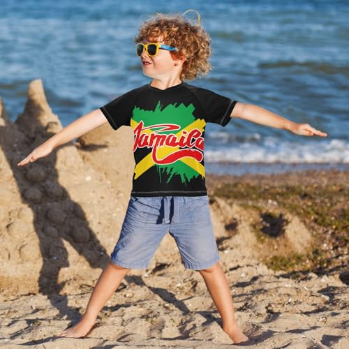 Aflyko Patriot Kid Rashguard Shirt Jamaican Flag Doodle Boys Girls Swimsuit Top4