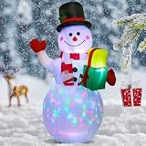 Christmas Inflatables Snowman Outdoor Holiday Decorations, Blow up Snow Man Yard Decor Built-in LED Lights Large Christmas Decor for Garden Party, Xmas New Year Kids Gifts