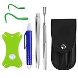 VENOMKILLER 6-in-1 Tick Remover Kit – Tick Removal Tool Set with Stainless Steel Tick Removal Tweezers, Tick Card, Hooks & Leather Case – Easily Remove Ticks for Family & Pets – Pet Accessories