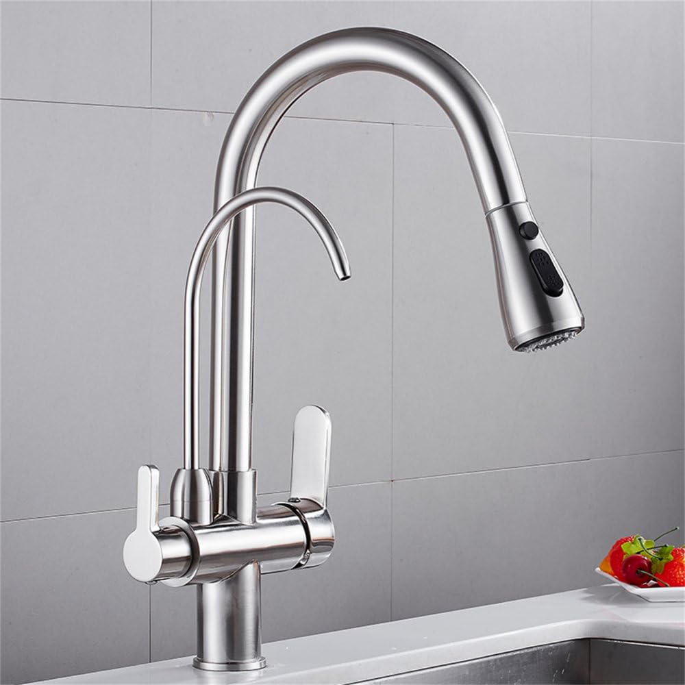 Wiquybml 0195 Brush Nickel Kitchen Faucets Crane For Water Filter Tap Three Ways Sink Mixer Faucet,,China