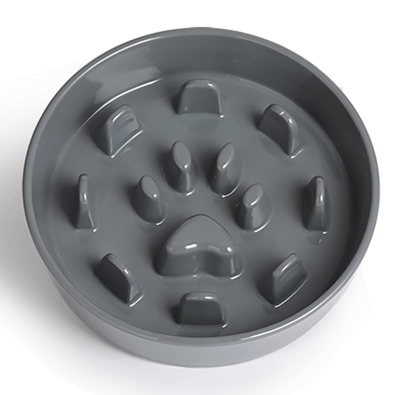 HAOTOP Ceramic Fun Slow Feeder Bowl, Porcelain Slow Eater Bowl for Medium Sized Dogs (Grey)