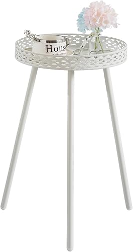 Miniatura 5 de Mesa auxiliar para sala de estar pequeña mesa auxiliar redonda para mujeres - Blanco