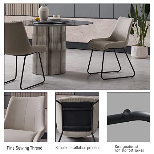 Hipihom Dining Chair Set Of 2, Modern Faux Leather Upholstered Side Chair For Kitchen Living Dining Room (2 Light Grey With Black Legs) #TOP4