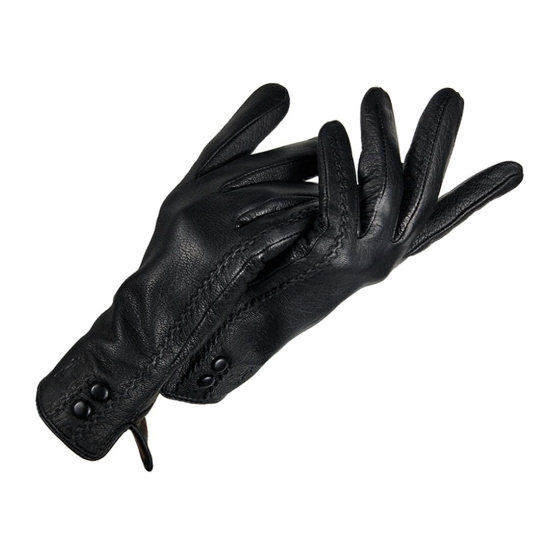 Wvapzxx Guantes De Cuero Con Decoración De Botones Para Otoño E Invierno, Mitones De Protección Contra El Frío Con Forro De Lana De Ante Para Mujer