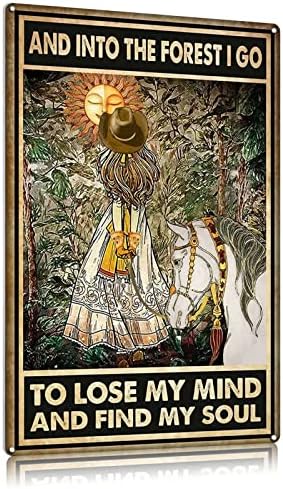 Retro Metal Sign Vintage Tin Sign Into The Forest Sign For Plaque Poster Cafe Wall Art Gift 8x12 Iches