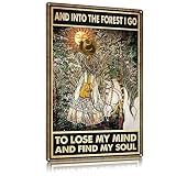 Retro Metal Sign Vintage Tin Sign Into The Forest Sign For Plaque Poster Cafe Wall Art Gift 8x12 Ich