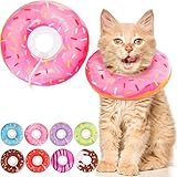 WONONE Cat Cone Collar Soft, Adjustable Cat Recovery Collars Spay Cones to Stop Licking, Cute Kittens Donut E Collar After Surgery, Anti-Lick Wound Healing Elizabetan Collars for Kittens (Pink, Small)