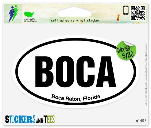 Boca Boca Raton FL Florida Oval Car Sticker Indoor Outdoor 5" x 3"