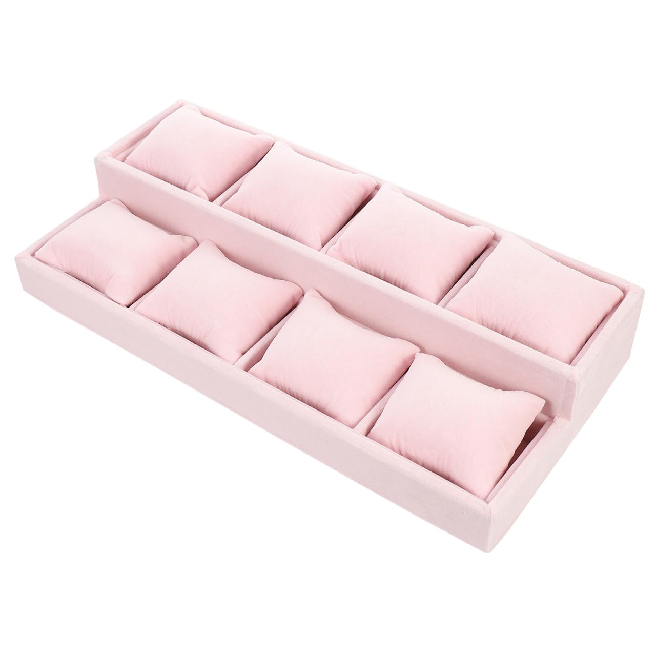 ULTECHNOVO Schmuckkissen Tablett aus Mdf und Flanell, Rosa, für Schmuck | Mehrfachfach Design mit Innenkissen, Leicht und Stabil, für Zuhause und Schmuckgeschäft, zur Aufbewahrung Kleiner Accessoires