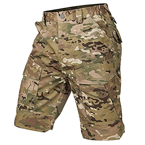 Image of CARWORNIC Men's Tactical Cargo Shorts Rip-Stop Camouflage Military Outdoor Hiking Casual Shorts with Multi Pockets