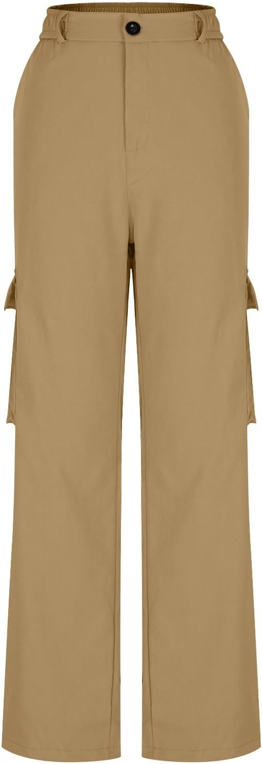 SGASY Stretchy Cargo Pants for Women with Pockets High Waisted Streetwear with 6 Pockets Casual Comfy Cotton Trousers