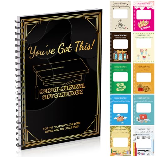 Ranfashiong 2026 School Survival Gift Card Book - All Ages Gift for Kids, Teens & College Students - DIY Cash Card Holder Booklet for Back to School, Dorm & University Care Package (Black)
