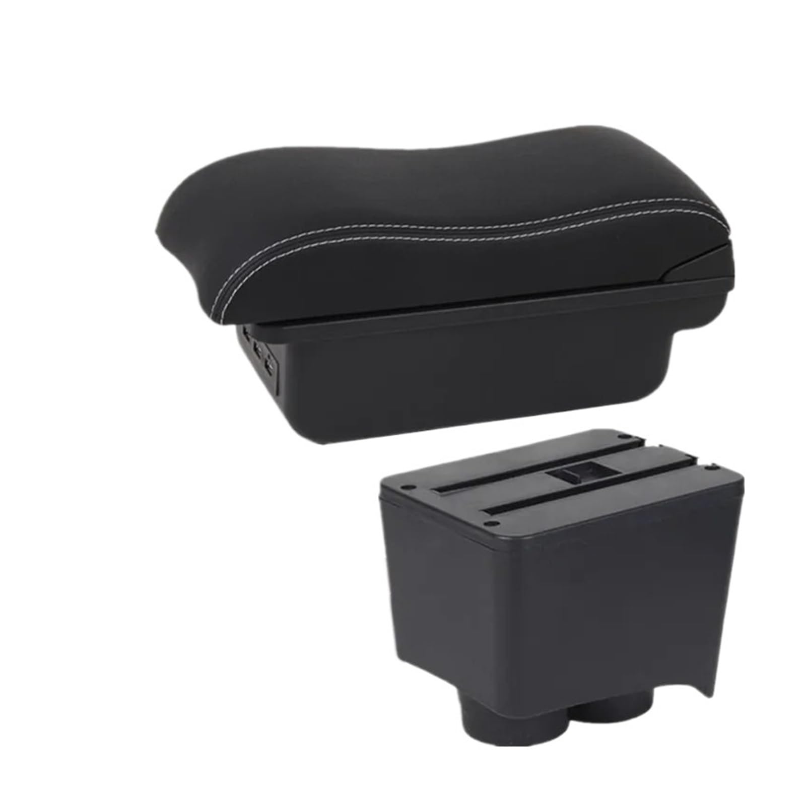 UMDJJU For VW For Polo 9N 3 Mk4 2002-2009 Car Armrest Box Interior Retrofit Storage Accessories Car Centre Console Armrest Box(B2 white line 3USB)