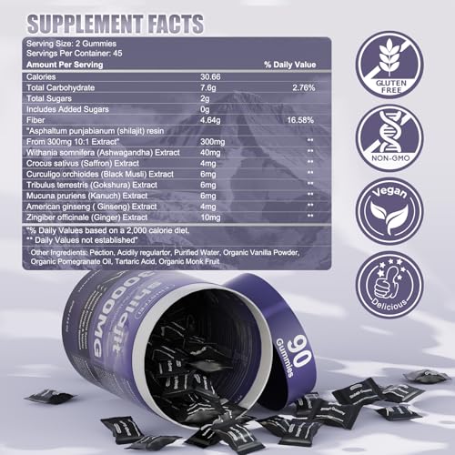 image for Fristfei Pure Himalayan Shilajit Gummies for Men & Women - 100% Natura