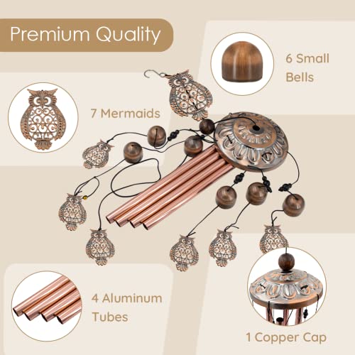 Wind Chimes Outdoor Clearance, Owl Aluminum Tube Windchime With S Hook,Patio Garden Decor, Housewarming Gift. #TOP1