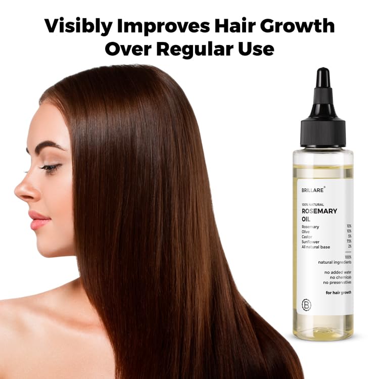 Image of Brillare 10% Rosemary Hair Oil for Hair Growth with 10% Olive Oil & 5% Castor oil | Reduces Hair Fall | Strengthens Hair | Visible Results in 4 Weeks.