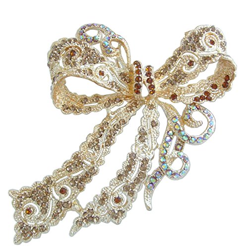 Image of 4.13 inch Rhinestone Crystal Bowknot Brooch Pin Pendant Wedding Prom Jewelry BZ5823