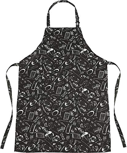 TRIXES Delantal Largo Cocinero Peculiar Dise�o Negro - Delantal Cocinero - para Cocinar/Hornear/Asar/Barbacoa - Cierre de Corbata - Delantal Modelado del Cocinero