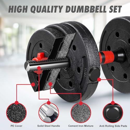 2 in 1 Adjustable Dumbbells Barbell Weights Set 15kg/20kg/30kg/40Kg - Dumbbells Set with Connecting Rod- Home Training Gym Equipment, Lifting, Workout dumbbell sets for women & men - Image 5