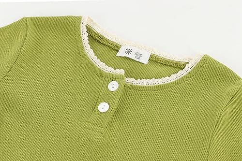 Image of Toddler Girls Henley Long Sleeve Shirt,Crewneck Pullover Tops for Girls