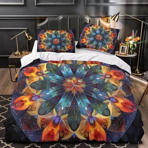 Ensemble de literie bohemia avec housse de couette 3 pièces super king microfibre douce