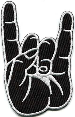 Rock & roll Salute Heavy Metal Thrash Headbanger Embroidered Applique Iron-on Patch S-794
