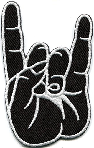 Rock & roll salute heavy metal thrash headbanger embroidered applique iron-on patch new