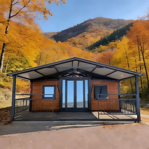 Casa de contenedores expandible para vivir para adultos, casa modular con 2 dormitorios, 1 baño y cocina totalmente equipado, casa plegable prefabricada para casa pequeña en venta