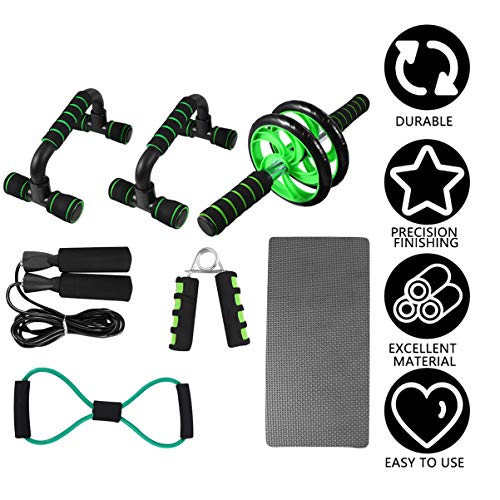 Conjunto de 7 peças de equipamentos de fitness físico da Besportble, corda de pular, rolo ab, treina